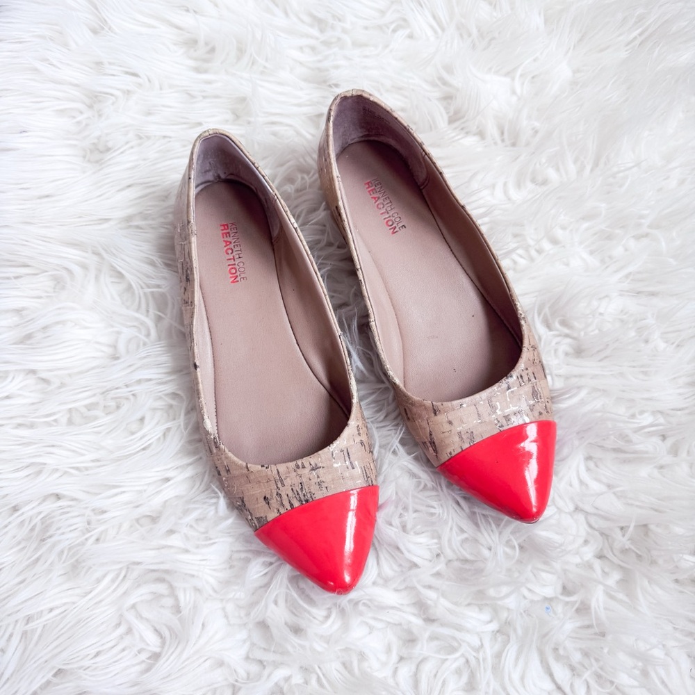 Kenneth Cole Reaction | Cork Flats w/ Coral Cap Toe